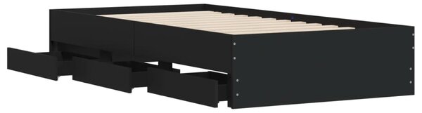Rám postele se zásuvkami černý 75 x 190 cm kompozitní dřevo 3207330