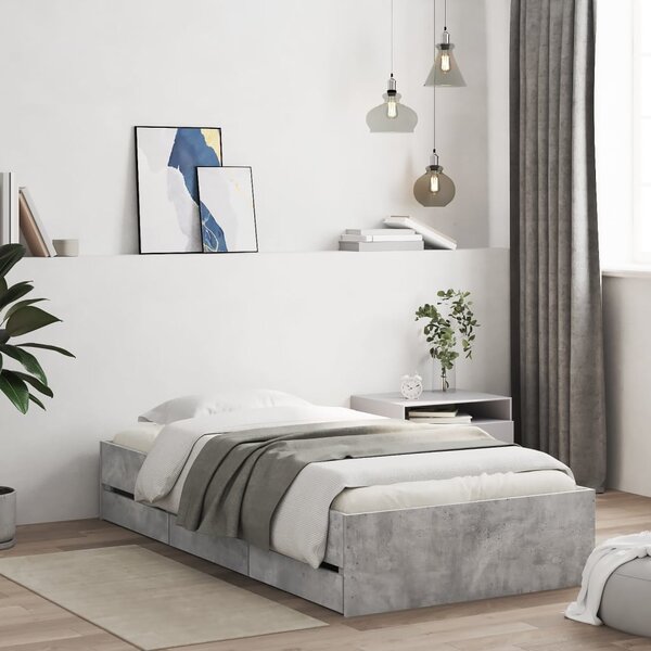 Rám postele se zásuvkami betonově šedý 75 x 190 cm kompozit 3207332