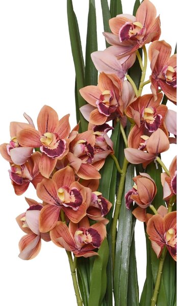 Umělá orchidej v krémovém květináči ORCHIDEA, výška 95 cm, oranžová