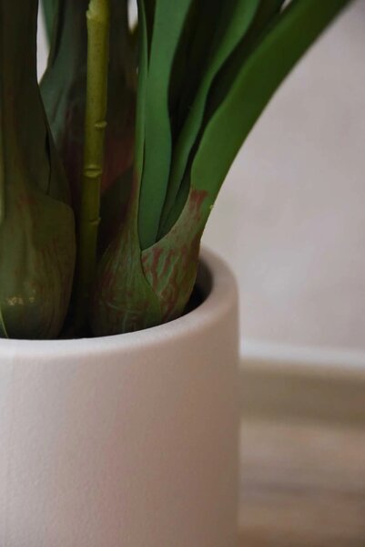 Umělá orchidej v krémovém květináči ORCHIDEA, výška 95 cm, oranžová