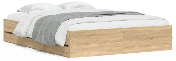 Rám postele se zásuvkami dub sonoma 140x190 cm kompozitní dřevo 3207303