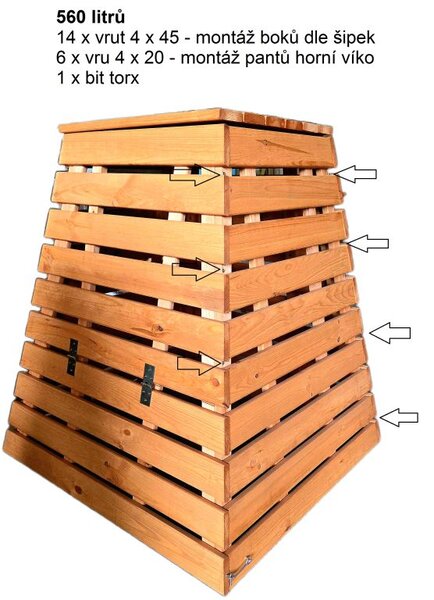 Dřevěný kompostér 560 L pyramida - česká výroba
