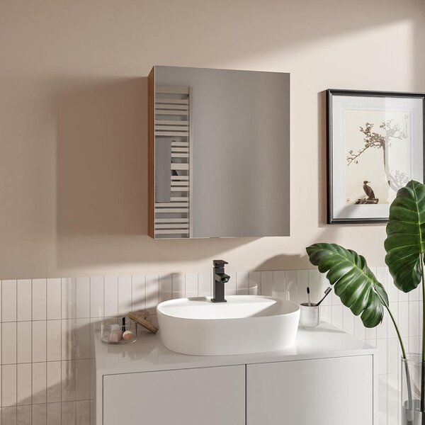 HAJDUK FURNITURE Koupelnová zrcadlová skříňka 50x60 cm dub sonoma bez úchytek s policí