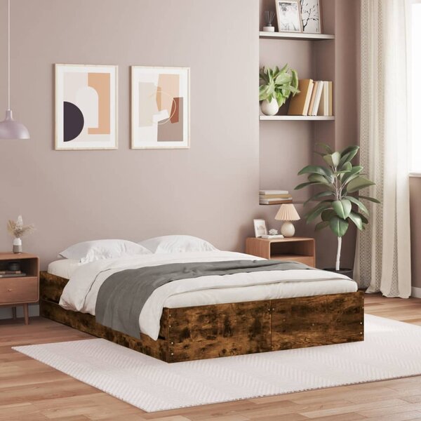 Rám postele se zásuvkami kouřový dub 135 x 190 cm kompozit 3207312