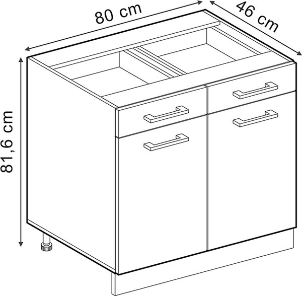 Spodní skříňka kuchyňské linky Vicco R-Line Ušlechtilá šedá 80 cm , PD Antracit, Model 53852