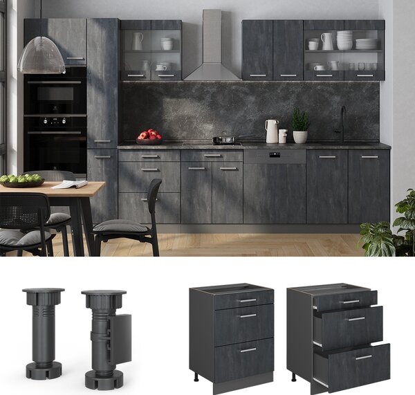 Spodní skříňka kuchyňské linky Vicco R-Line Černý beton 60 cm bez pracovní desky, Model 47597