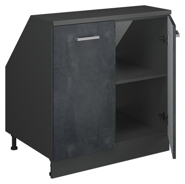 Kuchyňská skříňka pod šikmou střechu Vicco R-Line Černý beton 80 cm se 2 dveřmi, korpus skříně hloubka 60 cm, Model 60393