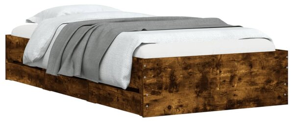 Rám postele se zásuvkami kouřový dub 75x190 cm kompozitní dřevo 3207333