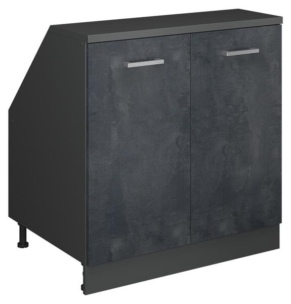 Kuchyňská skříňka pod šikmou střechu Vicco R-Line Černý beton 80 cm se 2 dveřmi, korpus skříně hloubka 60 cm, Model 60393