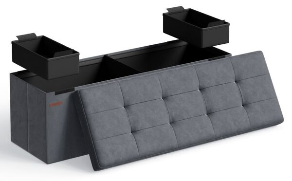 Skládací lavice s úložným prostorem 38 x 110 x 38 cm, šedá