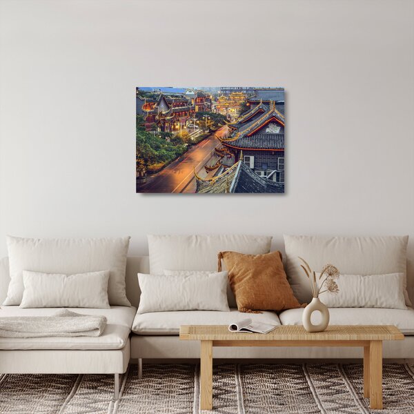 Skleněný obraz - Qintai Road, Čcheng-tu, Čína (70x50 cm)