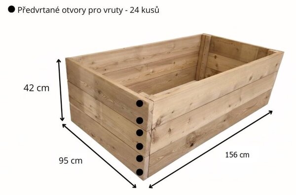 Dřevěný vyvýšený záhon, 156 x 95 x 42 cm