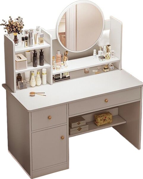 Toaletní Stolek Se Zrcadlem Se Zásuvkami Bílý Make-Up Glamour Skandinávský 100 Cm