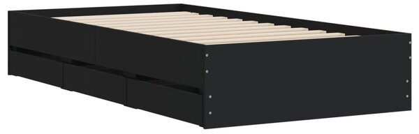 Rám postele se zásuvkami černý 75 x 190 cm kompozitní dřevo 3207330
