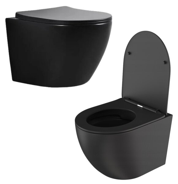Granitan – toaletní sada – závěsné WC – černé – bez splachovacího okraje – koupelna – VIA