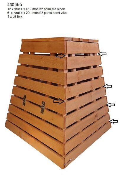 Dřevěný kompostér pyramida 430 l – česká výroba