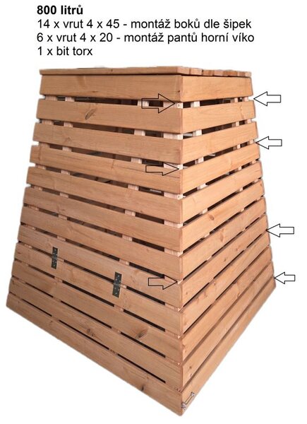 Dřevěný kompostér 800 L pyramida - česká výroba, zelený
