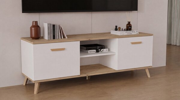 TP Living TV stolek Olympo 150 cm bílý/dub Artisan