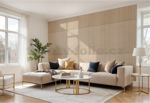 Samolepící lamely na zeď L01, cena za kus, rozměr 100 cm x 60 cm, světle hnědé, IMPOL TRADE