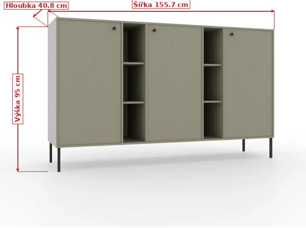 ADRK Komoda Tilina 3D 6P 155,7 cm eukalyptus/černá