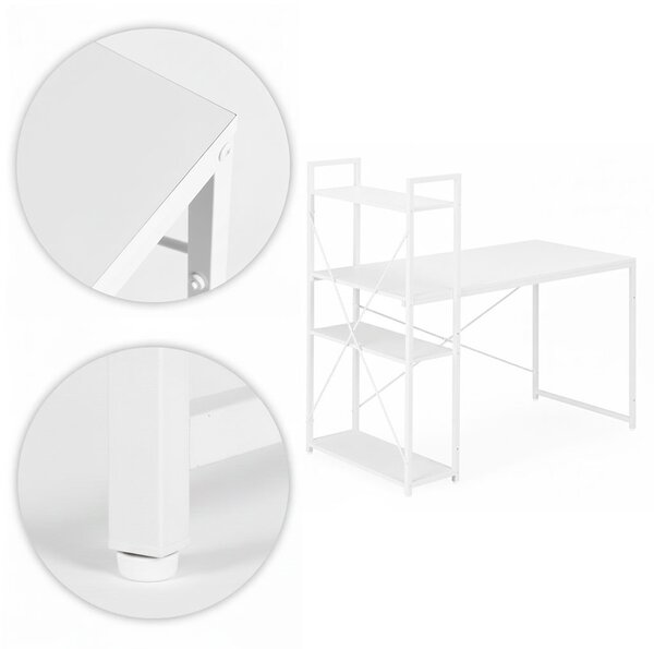 MODERNHOME Psací stůl s regálem MASON 120x60 cm bílý