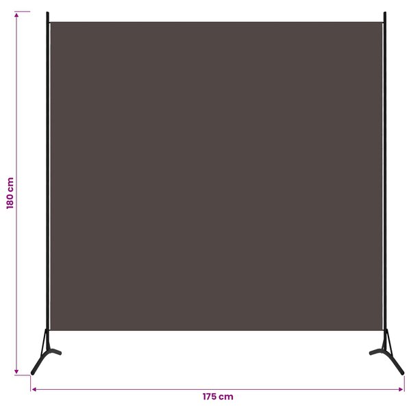 Paraván hnědý 175 x 180 cm textil 320736