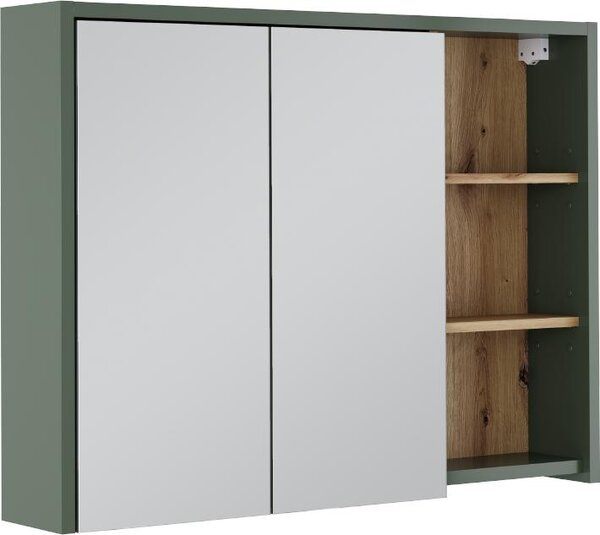 Skříňka se zrcadlem do koupelny Vicco Viola Zelená/umělecká 100 x 75 cm s otevřenými policemi, Model 55154