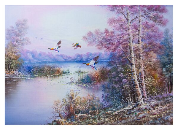 Skleněný obraz - Přichází podzim, olejomalba (70x50 cm)