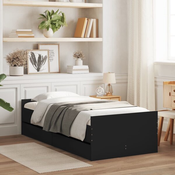 Rám postele se zásuvkami černý 75 x 190 cm Small Single 3207386