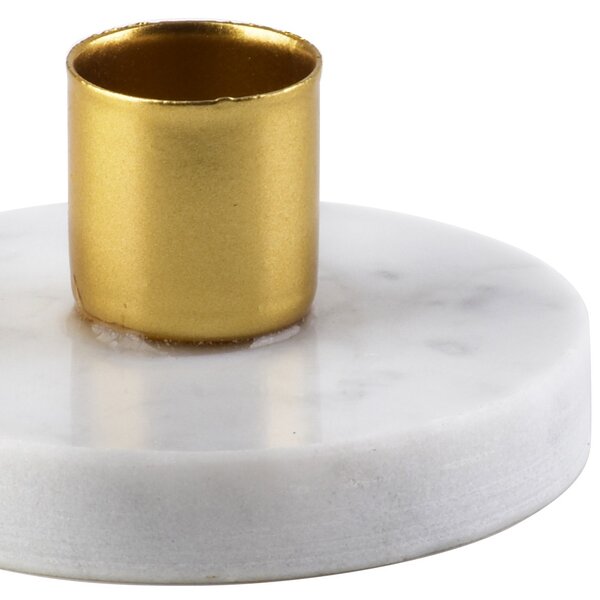 Mondex Svícen Cedric Marble 7,5 cm zlatý/bílý