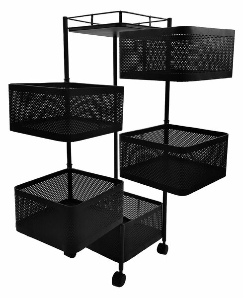 Kontrast Pojízdný kuchyňský regál Woki 90 cm černý