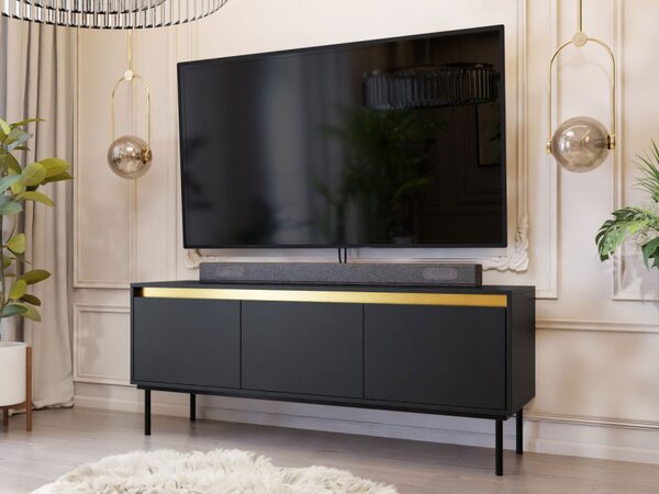 TV stolík/skrinka Gllane 3D, Barva dřeva: černá / černá + zlatá Mirjan24 5903211351334