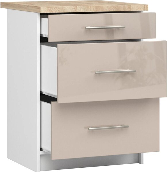 AKORD Furniture Factory KS0POLIBIACAPPOL3S007, Bílá, 16 mm, 3 zásuvka/zásuvek, 460 mm, 600 mm, 850 mm