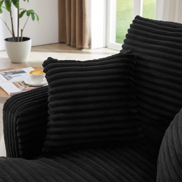 LVHOM Moderní sametové relaxační křeslo Chaiselongue s polštářem, pohodlné podlahové sofa, nosnost až 150 kg, bez montáže, 166 x 100 x 82 cm, černé
