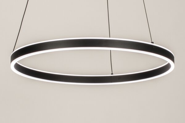 Závěsné kruhové LED svítidlo nad jídelní stůl Delta Maximus Black 60 (LMD)