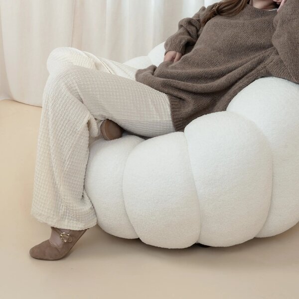 Hector Designové relaxační křeslo VENEZIA 100 cm boucle bílé