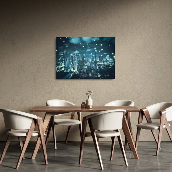 Skleněný obraz zářícího velkoměsta (70x50 cm)