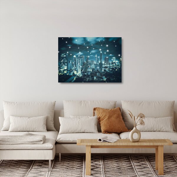 Skleněný obraz zářícího velkoměsta (70x50 cm)