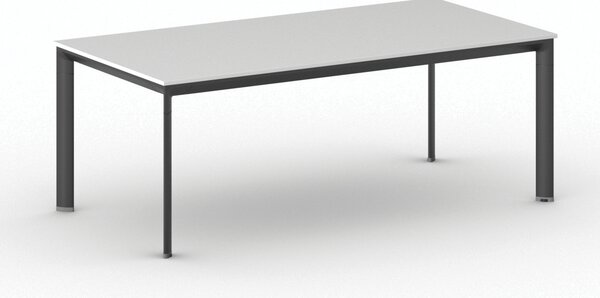 Jednací kancelářský stůl PRIMO INVITATION, 200x100 cm, černá podnož, bílá