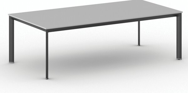 Jednací kancelářský stůl PRIMO INVITATION, 240x120 cm, černá podnož, šedá