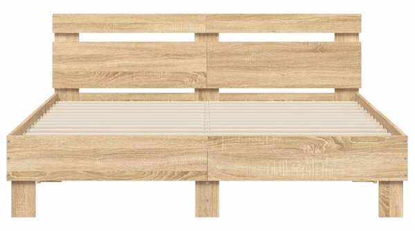 Rám postele s čelem a LED osvětlením dub sonoma 140 x 200 cm 3207548