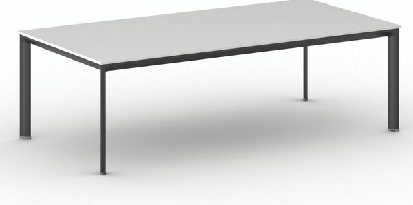 Jednací kancelářský stůl PRIMO INVITATION, 240x120 cm, černá podnož, bílá