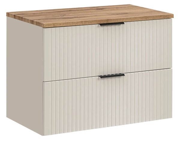 Comad Závěsná skříňka pod umyvadlo Adel Cashmere s deskou 80 cm kašmír/dub wotan