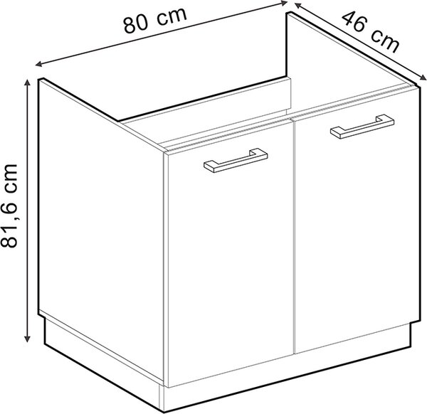 Skříňka pod dřez Vicco R-Line Černý beton 80 cm PD Antracit, Model 47520