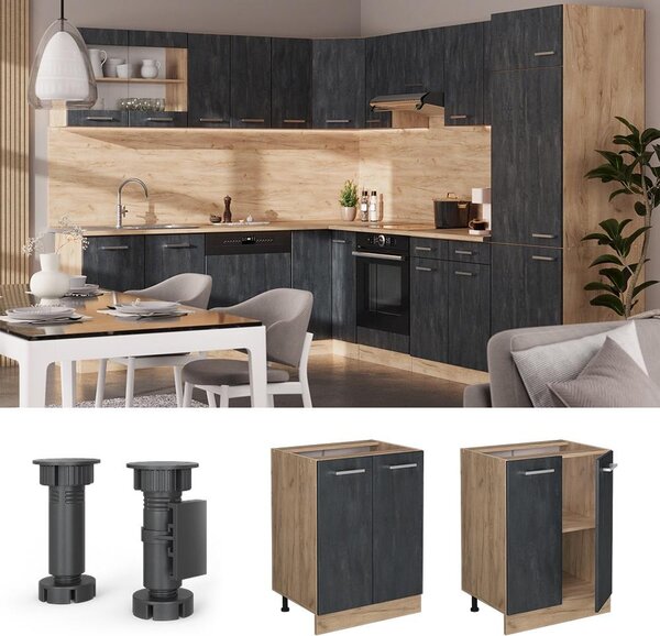 Spodní skříňka kuchyňské linky Vicco R-Line Černý beton 60 cm bez pracovní desky, Model 47511