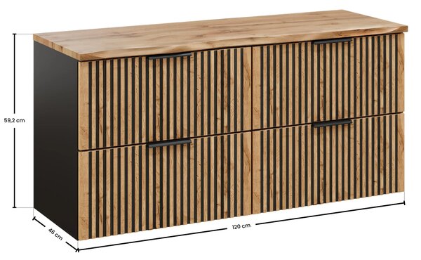 Comad Závěsná skříňka Casad Nature s deskou 120 cm dub wotan/černá