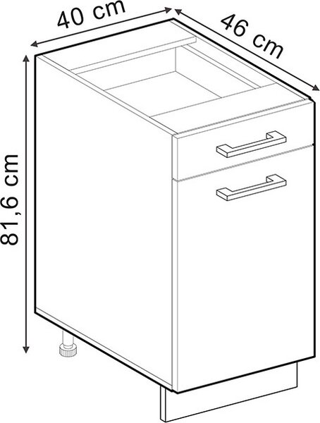 Spodní skříňka kuchyňské linky Vicco R-Line Černý beton 40 cm PD Mramor, Model 47460