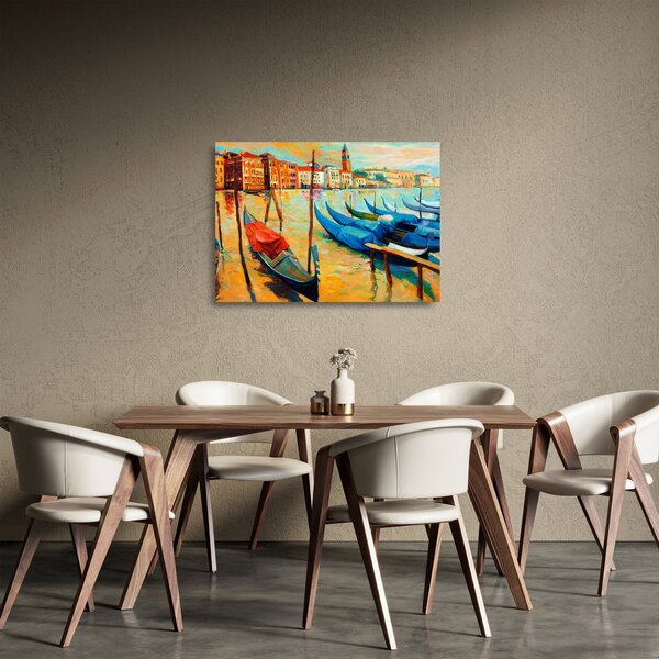 Skleněný obraz - Přístav v Benátkách (70x50 cm)