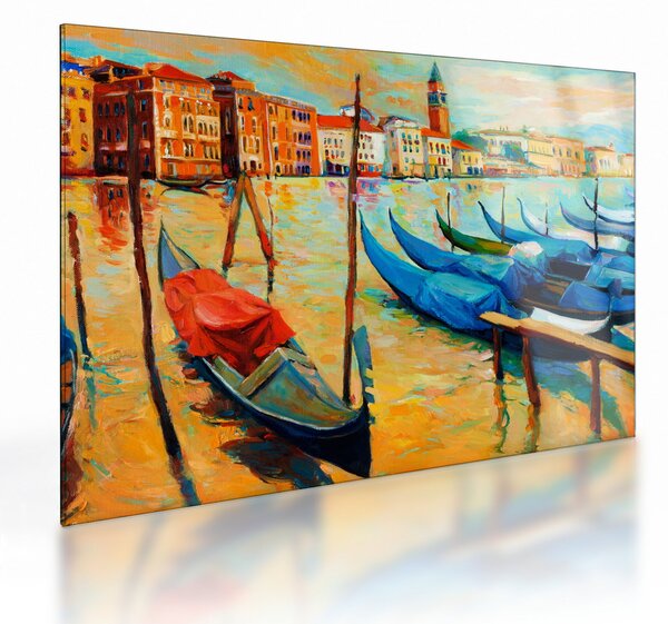 Skleněný obraz - Přístav v Benátkách (70x50 cm)