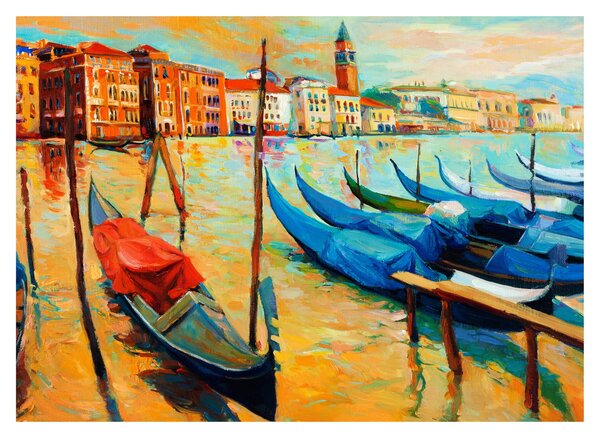 Skleněný obraz - Přístav v Benátkách (70x50 cm)